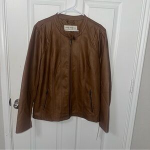 NWT Brown Faux Leather Jacket